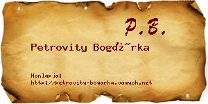 Petrovity Bogárka névjegykártya